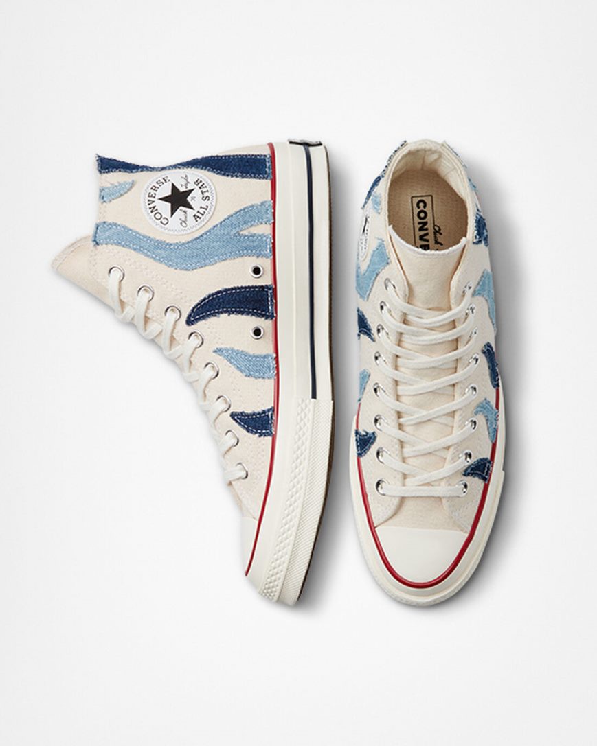 Men's Converse Chuck 70 Denim High Top Shoes Beige Blue | AU E69C5A